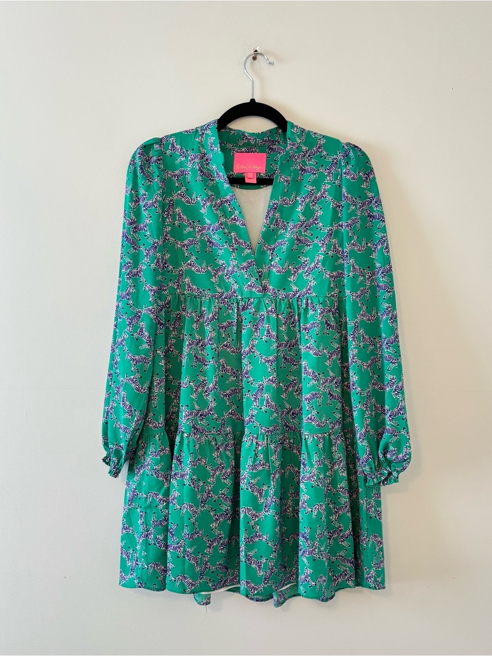 Lilly Pulitzer Winona Stretch Dress Jaguar Jungle Print Mini Long Sleeve Zebra